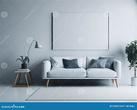 Interior Of A Modern Living Room With A White Sofa Stock Image Image