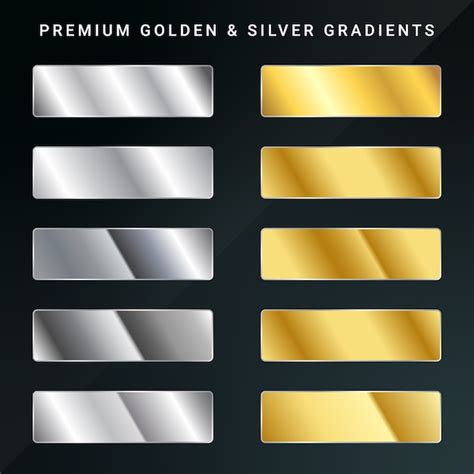 Premium Vector Golden And Silver Gradient Set