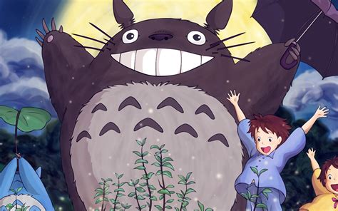 Wallpaper For Desktop Laptop Au60 Totoro Forest Anime Cute Illustration Art Blue