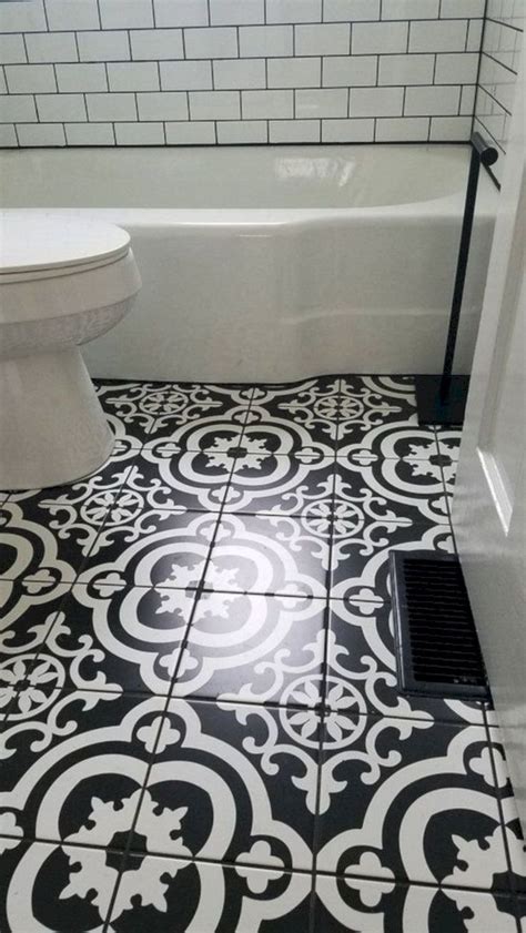 49 Inspiring Bathroom Floor Design Ideas White Bathroom Tiles Black