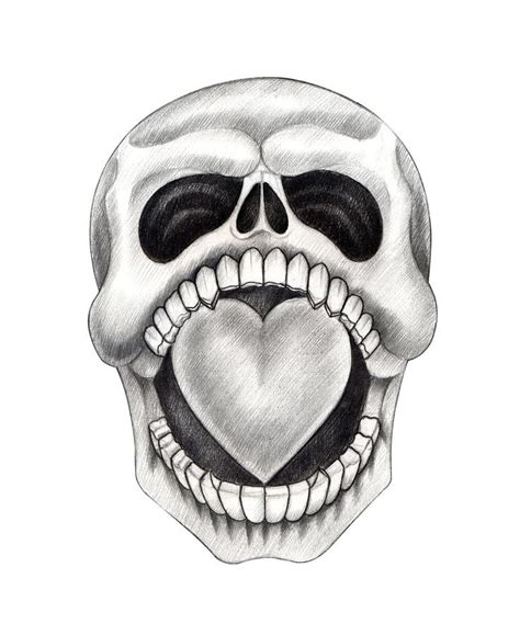Art Skull Heart Tattoo Stock Illustration Image 62988788