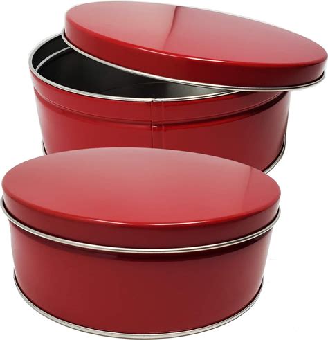 Premium Cookie Tin 2 Pack Red Classic Design Empty