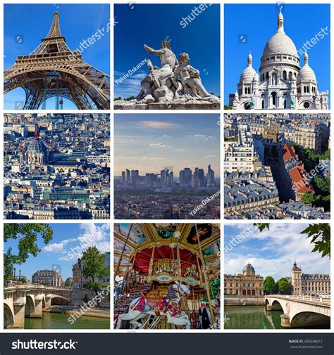 Collage Some Pictures Different Landmarks Paris Stock Photo 430348615