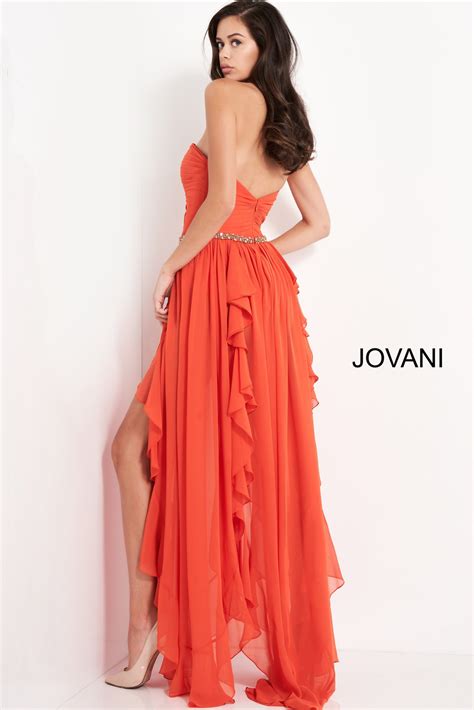 Jovani 04874 | Orange Ruched Bodice Chiffon Prom Dress