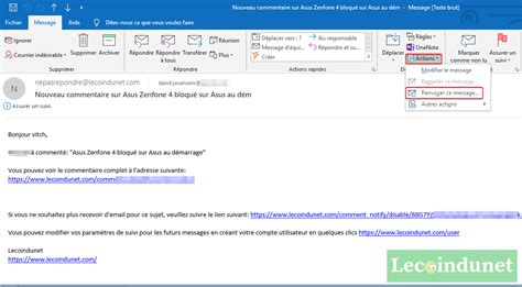 Comment Modifier Un Mail Reçu Dans Outlook Lecoindunet