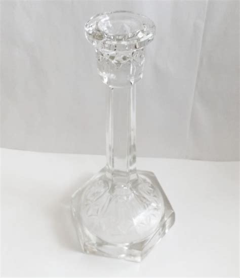 Vintage Crystal Clear Glass Candlestick Holder Etsy