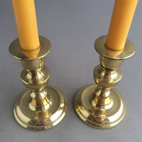 Pair Of Heavy Brass Candle Stick Holders