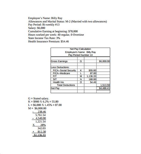 Free 6 Sample Net Pay Calculator Templates In Pdf Excel