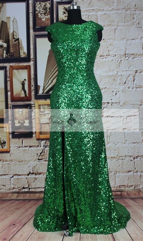 Emerald Green Bridesmaid Dress Sequin Dresslong Dresses For Etsy