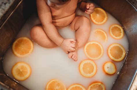 Fruit Milk Bath Session With Oranges Landon 6 Month Pictures