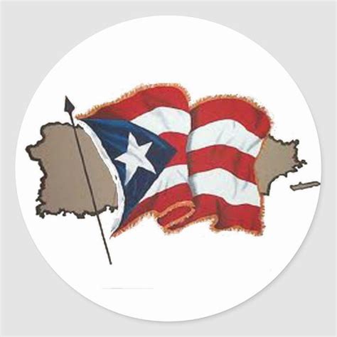 Puerto Rican Flag And Island Classic Round Sticker Zazzle Puerto