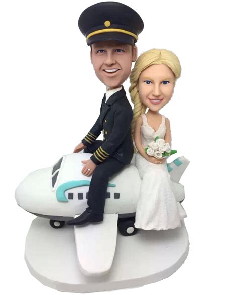 Couple On Plane Wedding Cake Topper