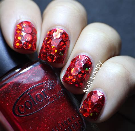 nail loopy: SUPER HOLOGRPAHIC & SPARKLY RED GLITTER NAILS! If you have weak nails then you can keep them lovely with oval nail shapes.
