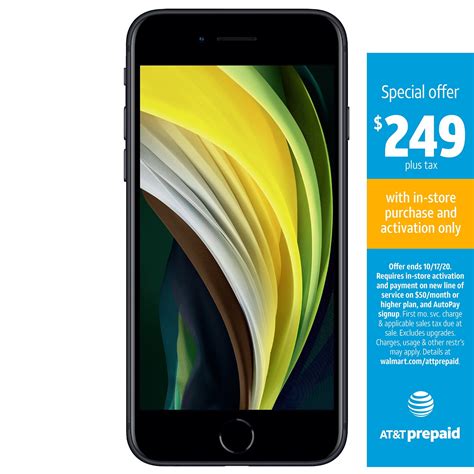 Atandt Prepaid Apple Iphone Se 2020 64gb Prepaid Black Deal Brickseek
