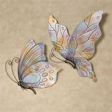 Butterflies In Flight Pastel Metal Wall Art Set