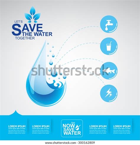 Save Water Vector Concept Ecology Stock Vector Royalty Free 300162809