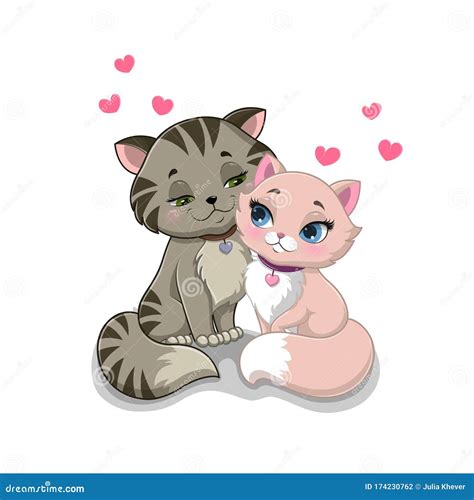 Vector Illustration Of Two Cats In Love Stock Vector Illustration Of