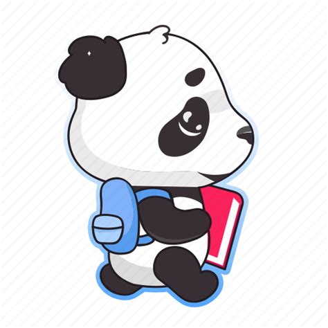 Kawaii Panda Bear School Book Backpack Illustration Download On