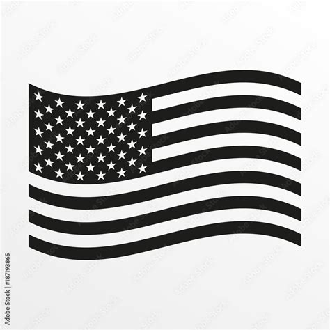 Vetor De Usa Waving Flag Icon Black And White United States Of America