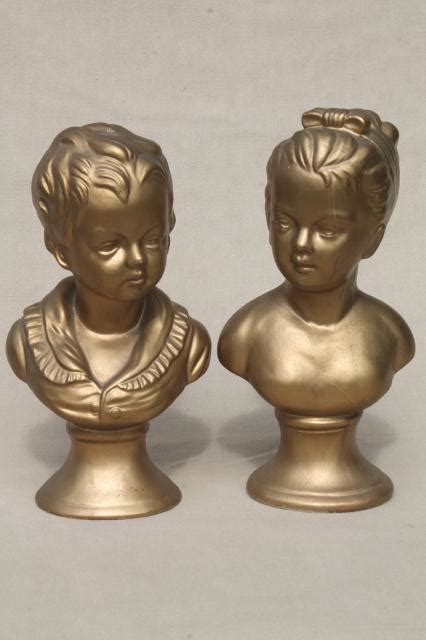 Young Boy And Girl Vintage Ceramic Busts Statue Head