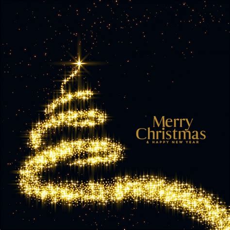 Free Vector Merry Christmas Tree In Sparkle And Glitter
