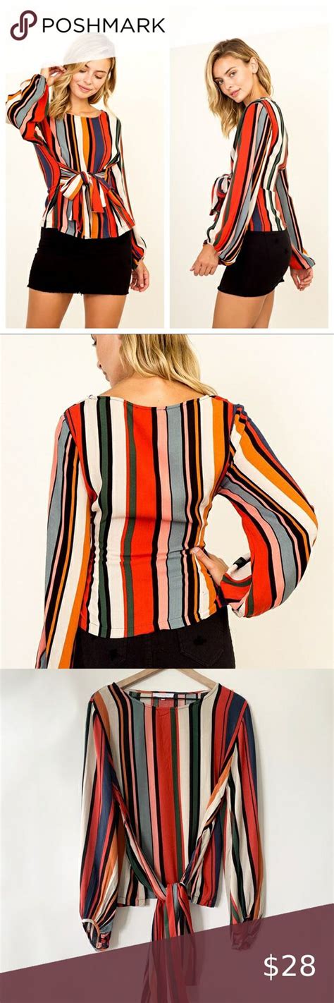 Nwot Olivaceous Multicolor Striped Top Size L Multicolor Striped