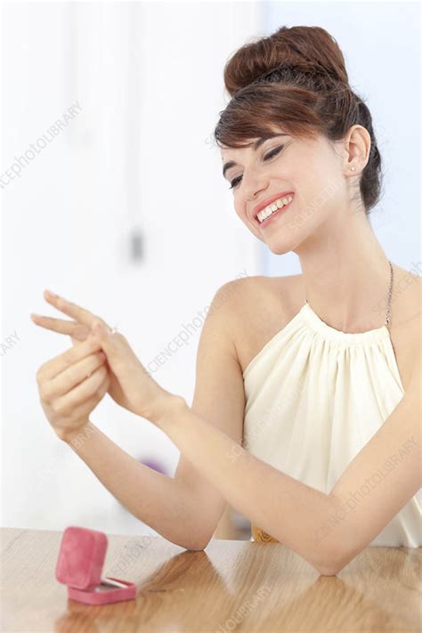 Woman Admiring Engagement Ring Stock Image F Science Photo Library