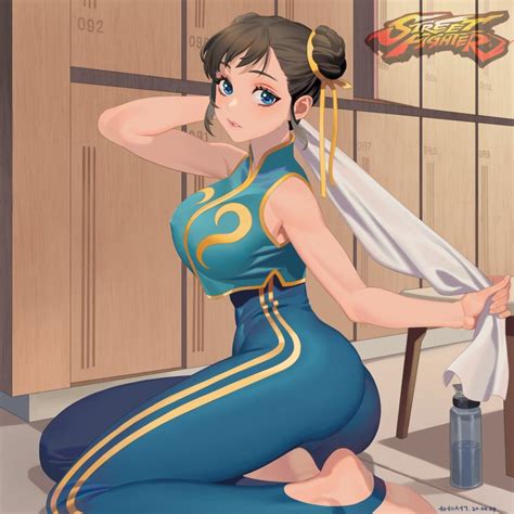 Hongcasso Chun Li Capcom Street Fighter Highres 1girl Ass Barefoot Blue Eyes Breasts