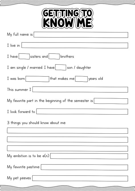 Template Free Printable Get To Know You Worksheet Printable Templates