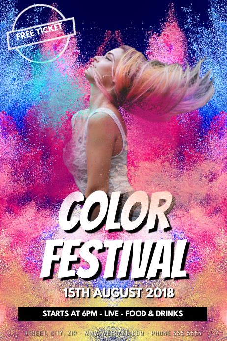 Color Festival Powder Partyevent Flyer Template Postermywall