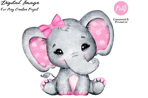 Watercolor Girl Elephant Clip Art Illustrations Creative Market