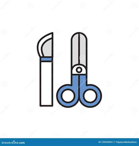 Surgical Instruments Line Icon For Infographic Website Or App Cartoon