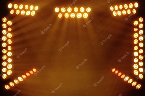 Premium Photo Bright Stage Lights Flashing In Orange Color Place For