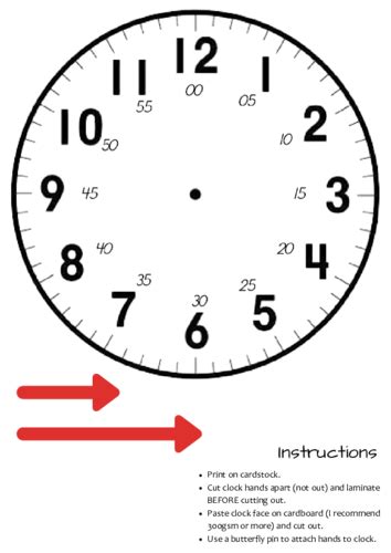Clock With Moveable Hands Template Teaching Resources
