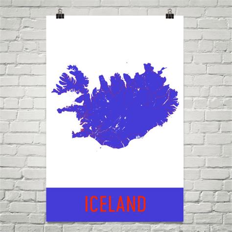 Iceland Map Iceland Art Iceland Print Iceland Poster Etsy