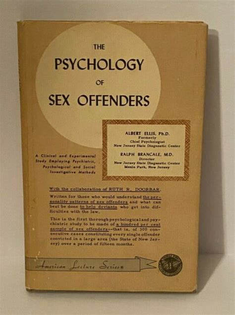 the psychology of sex offenders by ralph brancale and albert ellis 1956 hardcover for sale