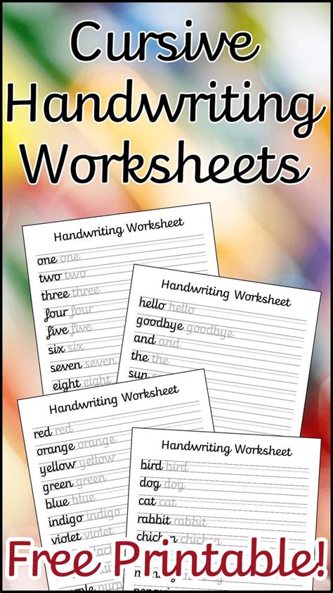 Practice your cursive letter writing skills with our free printable alphabet charts for kids. Cursive Handwriting Worksheets - Free Printable! | Learn ...