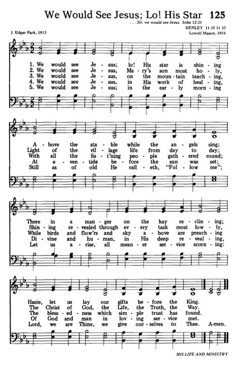 Hymns For The Living Church 125 We Would See Jesus Lo His Star Is