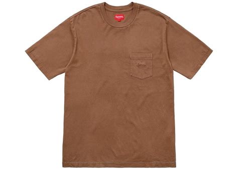 Supreme Ss18 Supreme Brown Overdyed Pocket Tee Washed Grailed
