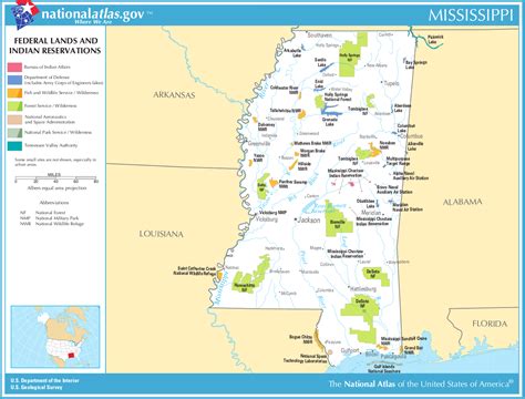 Map Of Mississippi Map Federal Lands And Indian Reservations