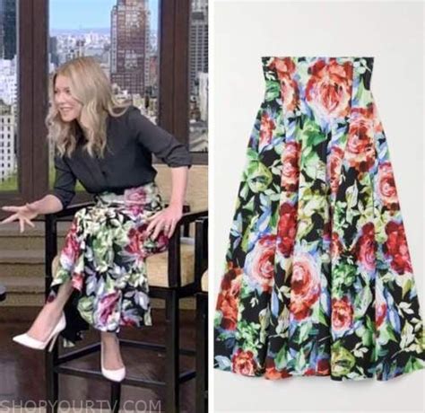 Live With Kelly And Ryan June 2022 Kelly Ripas Blue Floral Midi Skirt