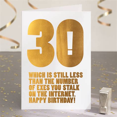 Funny 30th Birthday Card In Gold Foil By Wordplay Design