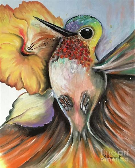 Hummingbird Abstract Painting By Maria Karlosak