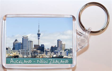 Auckland New Zealand Double Sided Large Keyring Key Fob Chain Ring