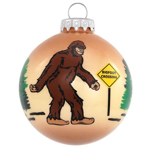 Bigfoot Crossing Glass Ornament Christmas Xmas Funny Holiday Sasquatch