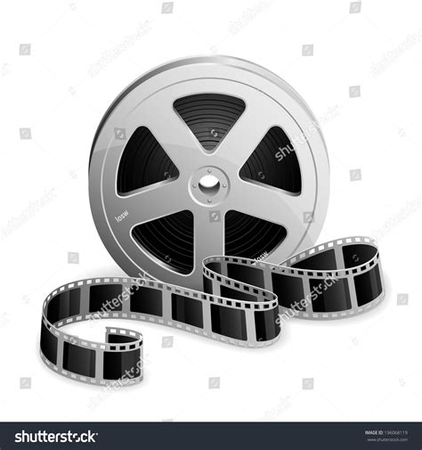 Film Reel And Twisted Cinema Tape Isolated On White Background