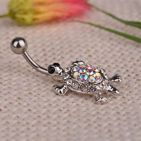 Pc New Turtle Navel Nail Cute Multicolor Body Piercing Crystal Turtle