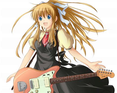 Weibliche Anime Figur Spielt Gitarre Digitale Tapete Luft M Dchen Gitarre Hd Hintergrundbild