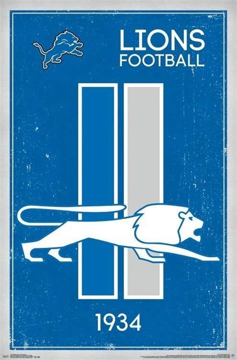 Detroit Lions Founded 1934 Logo 22x34vposter Nfl National Football