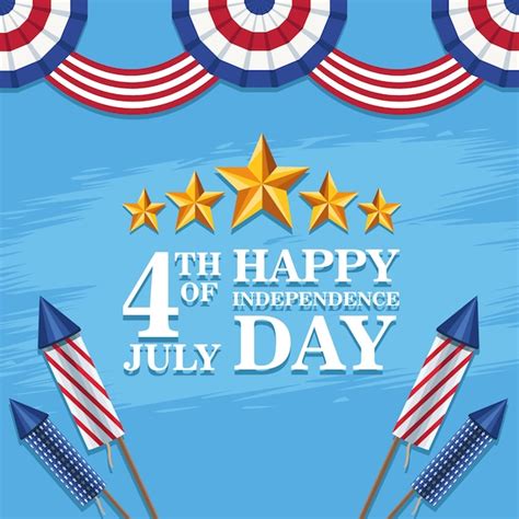 Free Vector Usa Independence Day Poster With Fireworks